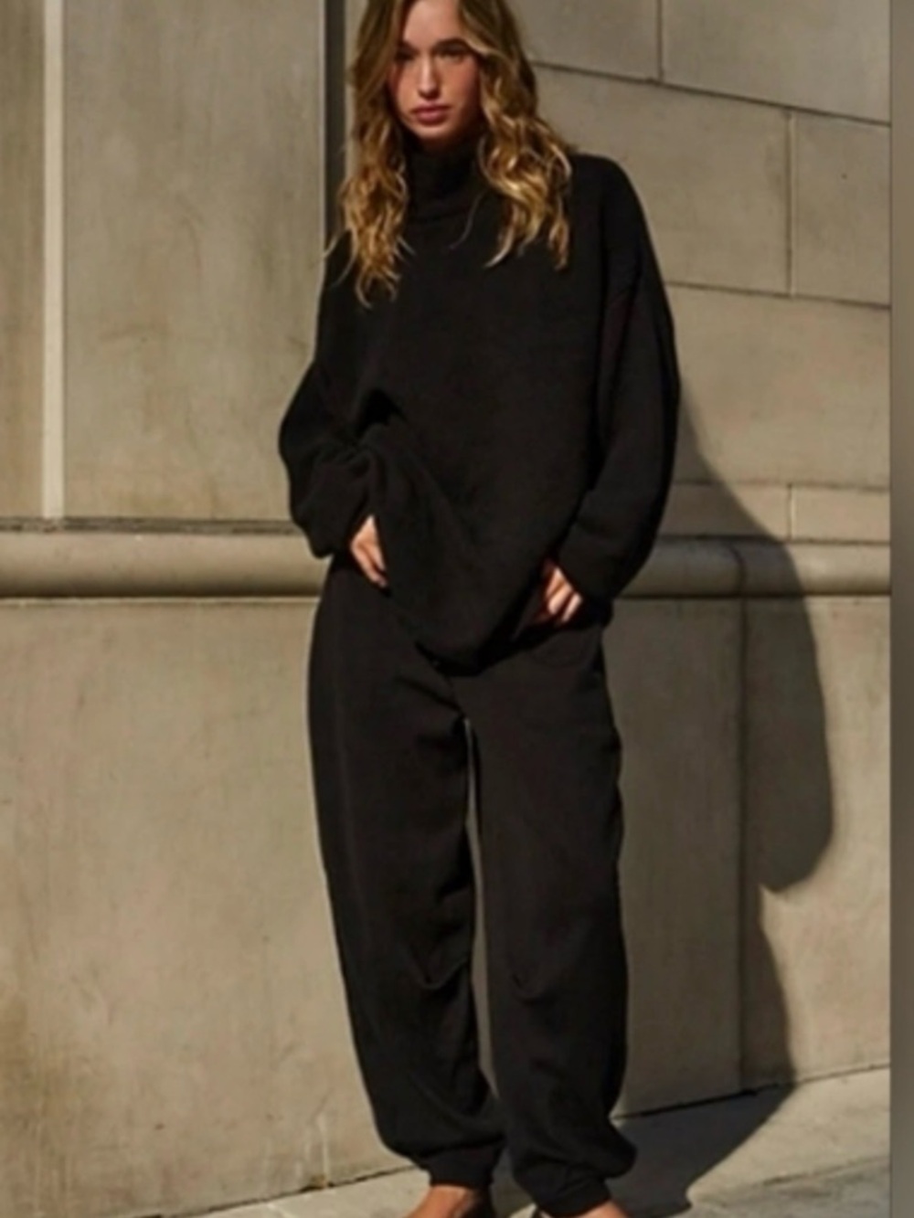 Hailee Turtleneck Set Women's Black Cozy Track Jogger Pants